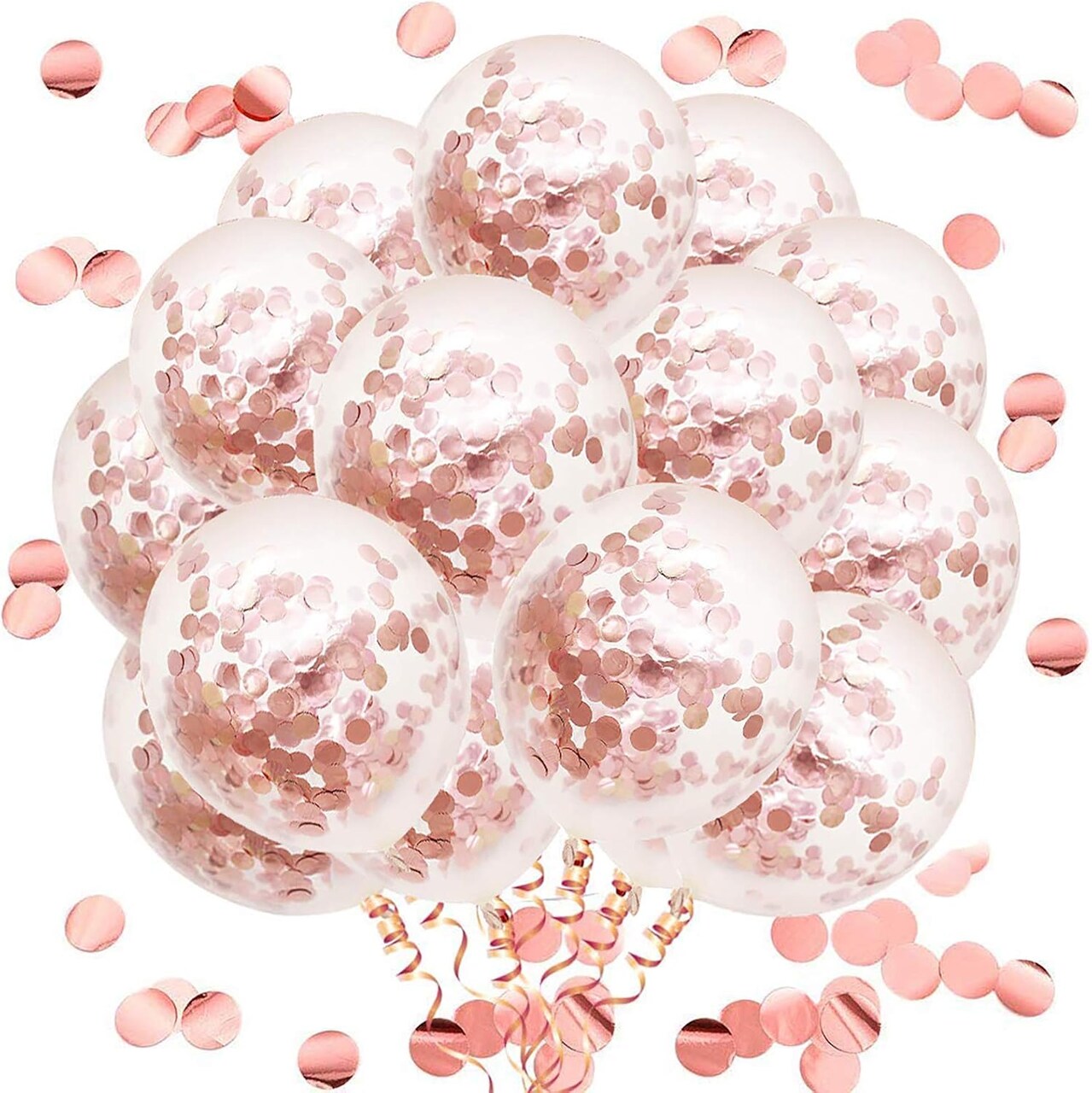 Rose Gold Confetti Latex Balloons, 50pcs 12 Inch Party Balloons